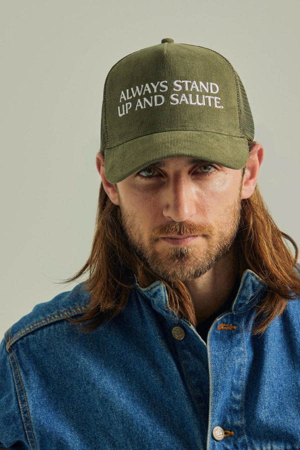 ALWAYS STAND UP - Moss Trucker Hat - Worn & Haggard