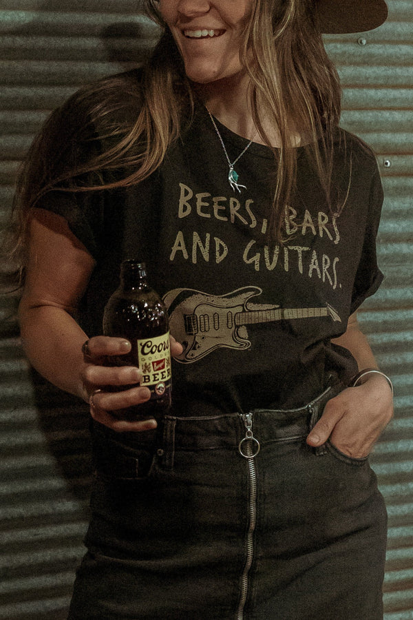 BEERS, BARS AND GUITARS - Midnight Boyfriend T-Shirt - Worn & Haggard