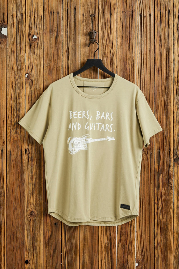 BEERS, BARS AND GUITARS - Olive Boyfriend T-Shirt - Worn & Haggard