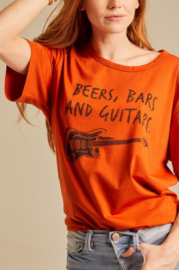 BEERS, BARS AND GUITARS - Rust Boyfriend T-Shirt - Worn & Haggard