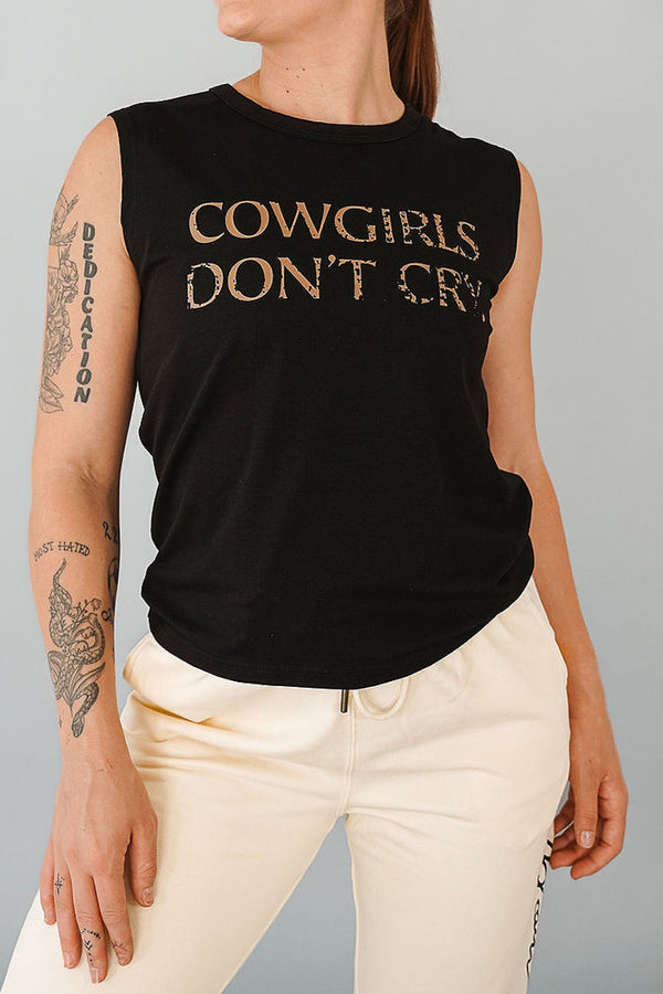 COWGIRLS DON'T CRY - Women's Midnight Relaxed Tank - Worn & Haggard