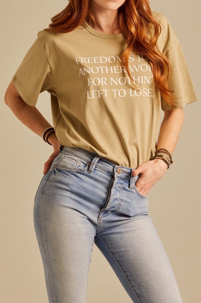 FREEDOM - Olive Boyfriend T-Shirt - Worn & Haggard