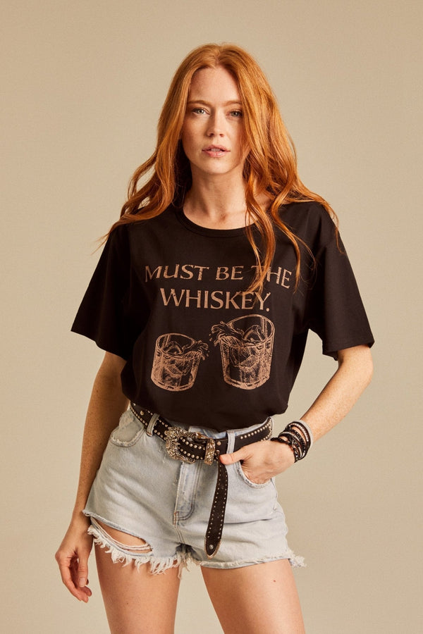 MUST BE THE WHISKEY - Midnight Boyfriend T-Shirt - Worn & Haggard