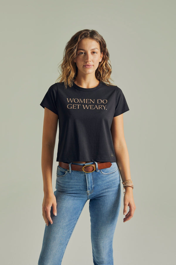 WOMEN DO GET WEARY - Women's Midnight T-Shirt - Worn & Haggard