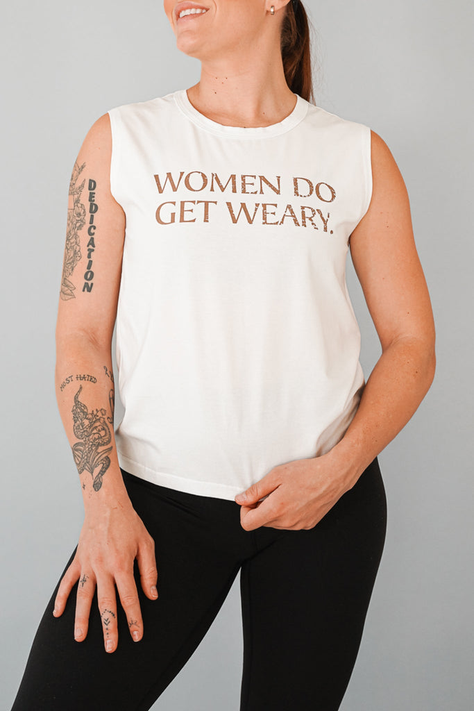 WOMEN DO GET WEARY - Women's Snow Relaxed Tank - Worn & Haggard